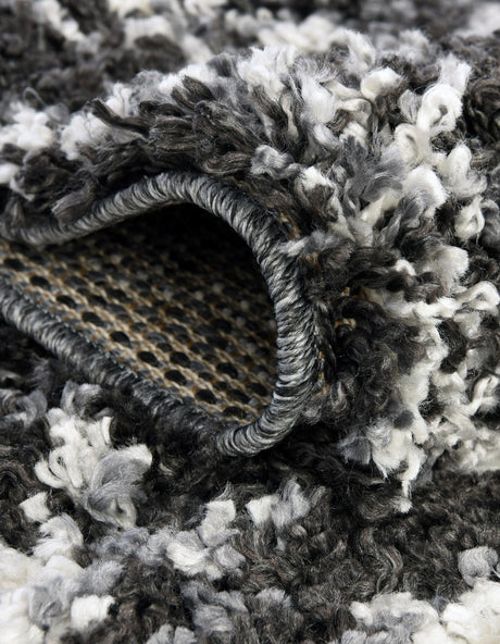 Black and White 3' 3 x 3' 3 Hygge Shag Round Area Rug Thick Soft Touch Fluffy & Plush Shaggy Pile 100% Polypropylene With Jute Backing Modern Carpet for Sale at Rug Engine