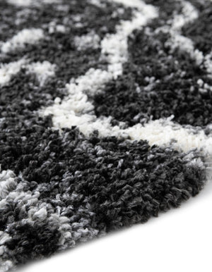 Black and White 3' 3 x 3' 3 Hygge Shag Round Area Rug Thick Soft Touch Fluffy & Plush Shaggy Pile 100% Polypropylene With Jute Backing Modern Carpet for Sale at Rug Engine