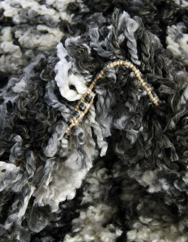 Black and White 3' 3 x 3' 3 Hygge Shag Round Area Rug Thick Soft Touch Fluffy & Plush Shaggy Pile 100% Polypropylene With Jute Backing Modern Carpet for Sale at Rug Engine