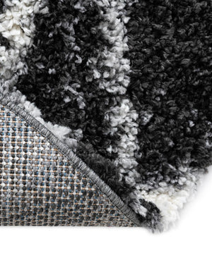 Black and White 5' 3 x 5' 3 Hygge Shag Round Area Rug Thick Soft Touch Fluffy & Plush Shaggy Pile 100% Polypropylene With Jute Backing Modern Carpet for Sale at Rug Engine