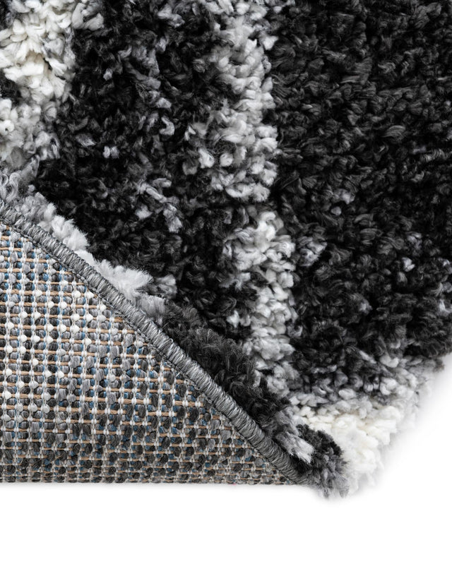 Black and White 5' 3 x 5' 3 Hygge Shag Round Area Rug Thick Soft Touch Fluffy & Plush Shaggy Pile 100% Polypropylene With Jute Backing Modern Carpet for Sale at Rug Engine