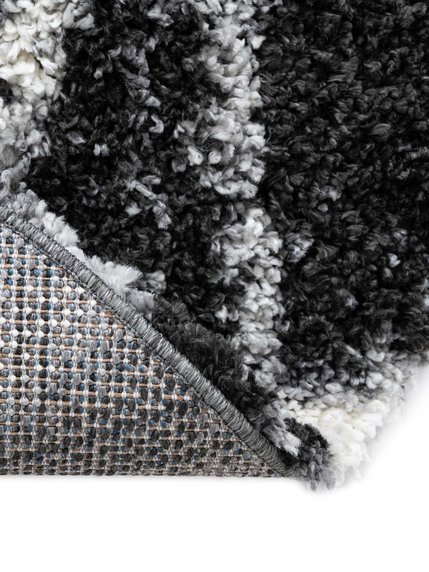 Black and White 3' 3 x 3' 3 Hygge Shag Round Area Rug Thick Soft Touch Fluffy & Plush Shaggy Pile 100% Polypropylene With Jute Backing Modern Carpet for Sale at Rug Engine