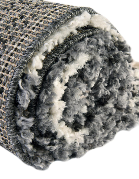 Black and White 5' 3 x 5' 3 Hygge Shag Round Area Rug Thick Soft Touch Fluffy & Plush Shaggy Pile 100% Polypropylene With Jute Backing Modern Carpet for Sale at Rug Engine