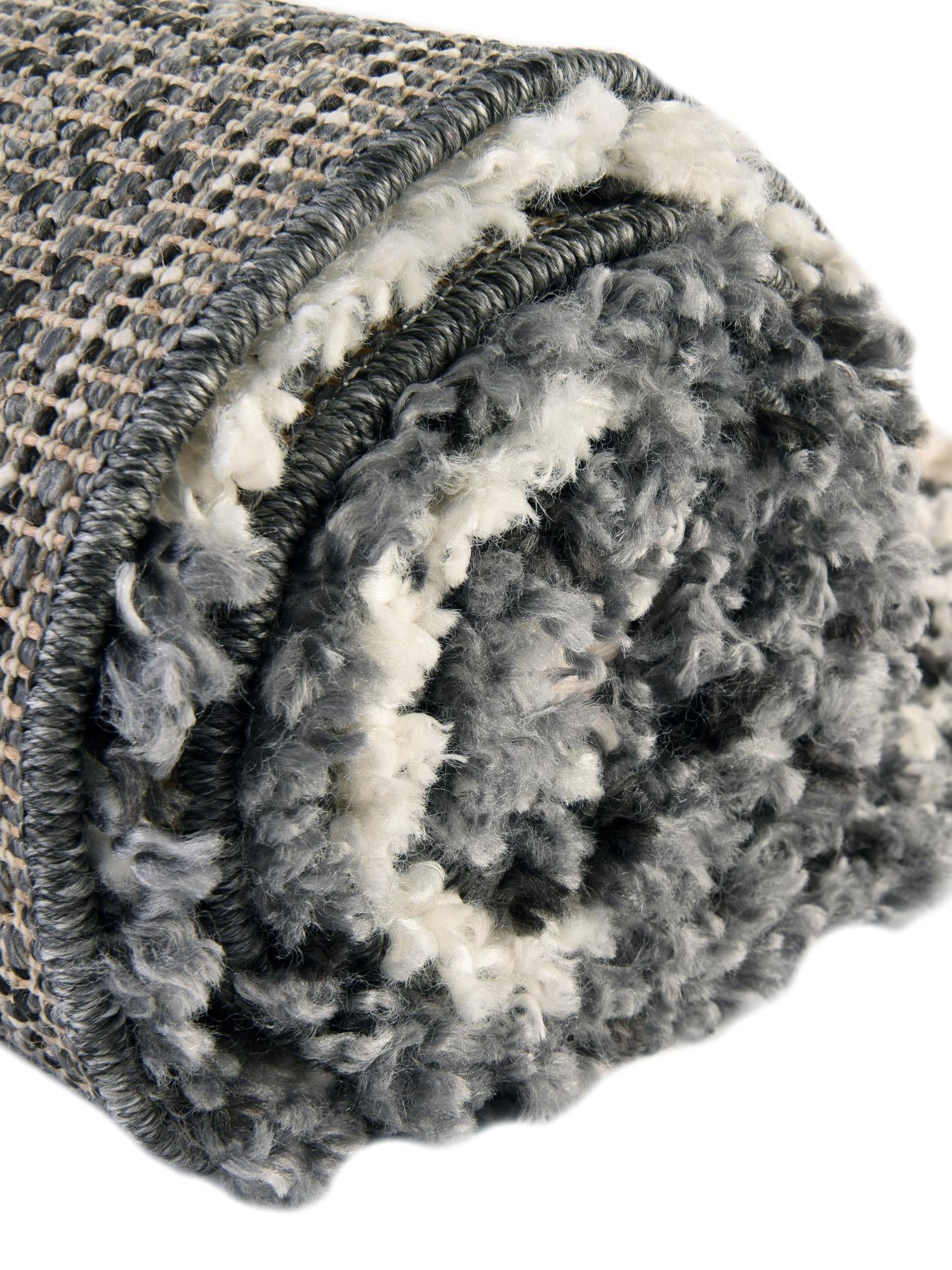 Black and White 3' 3 x 3' 3 Hygge Shag Round Area Rug Thick Soft Touch Fluffy & Plush Shaggy Pile 100% Polypropylene With Jute Backing Modern Carpet for Sale at Rug Engine