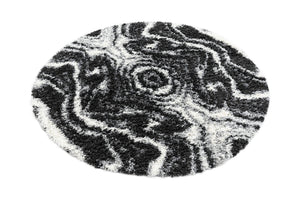 Black and White 5' 3 x 5' 3 Hygge Shag Round Area Rug Thick Soft Touch Fluffy & Plush Shaggy Pile 100% Polypropylene With Jute Backing Modern Carpet for Sale at Rug Engine