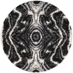 Black and White 5' 3 x 5' 3 Hygge Shag Round Area Rug Thick Soft Touch Fluffy & Plush Shaggy Pile 100% Polypropylene With Jute Backing Modern Carpet for Sale at Rug Engine