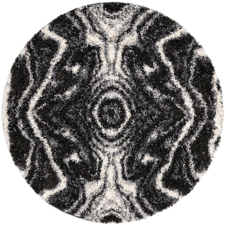 Black and White 5' 3 x 5' 3 Hygge Shag Round Area Rug Thick Soft Touch Fluffy & Plush Shaggy Pile 100% Polypropylene With Jute Backing Modern Carpet for Sale at Rug Engine