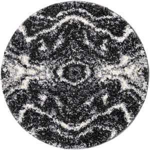 Black and White 3' 3 x 3' 3 Hygge Shag Round Area Rug Thick Soft Touch Fluffy & Plush Shaggy Pile 100% Polypropylene With Jute Backing Modern Carpet for Sale at Rug Engine