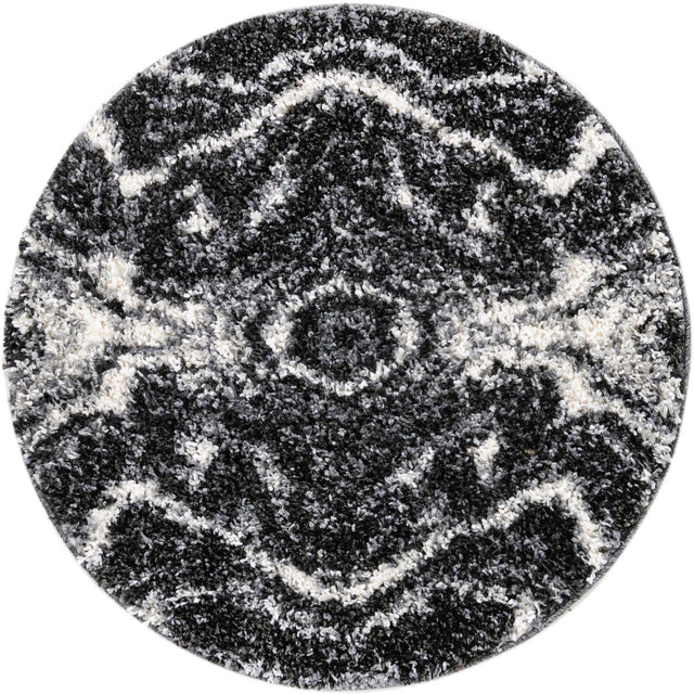 Black and White 3' 3 x 3' 3 Hygge Shag Round Area Rug Thick Soft Touch Fluffy & Plush Shaggy Pile 100% Polypropylene With Jute Backing Modern Carpet for Sale at Rug Engine