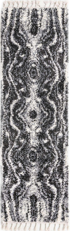 Black and White 2' 7 x 8' 2 Hygge Shag Runner Area Rug Thick Soft Touch Fluffy & Plush Shaggy Pile 100% Polypropylene With Jute Backing Modern Carpet for Sale at Rug Engine