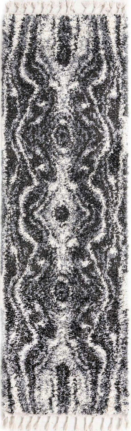 Black and White 2' 7 x 8' 2 Hygge Shag Runner Area Rug Thick Soft Touch Fluffy & Plush Shaggy Pile 100% Polypropylene With Jute Backing Modern Carpet for Sale at Rug Engine