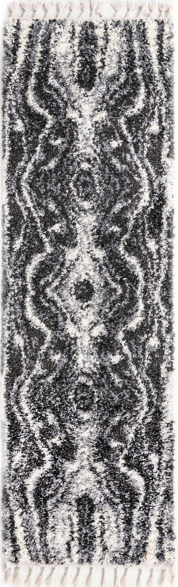 Black and White 2' 7 x 8' 2 Hygge Shag Runner Area Rug Thick Soft Touch Fluffy & Plush Shaggy Pile 100% Polypropylene With Jute Backing Modern Carpet for Sale at Rug Engine
