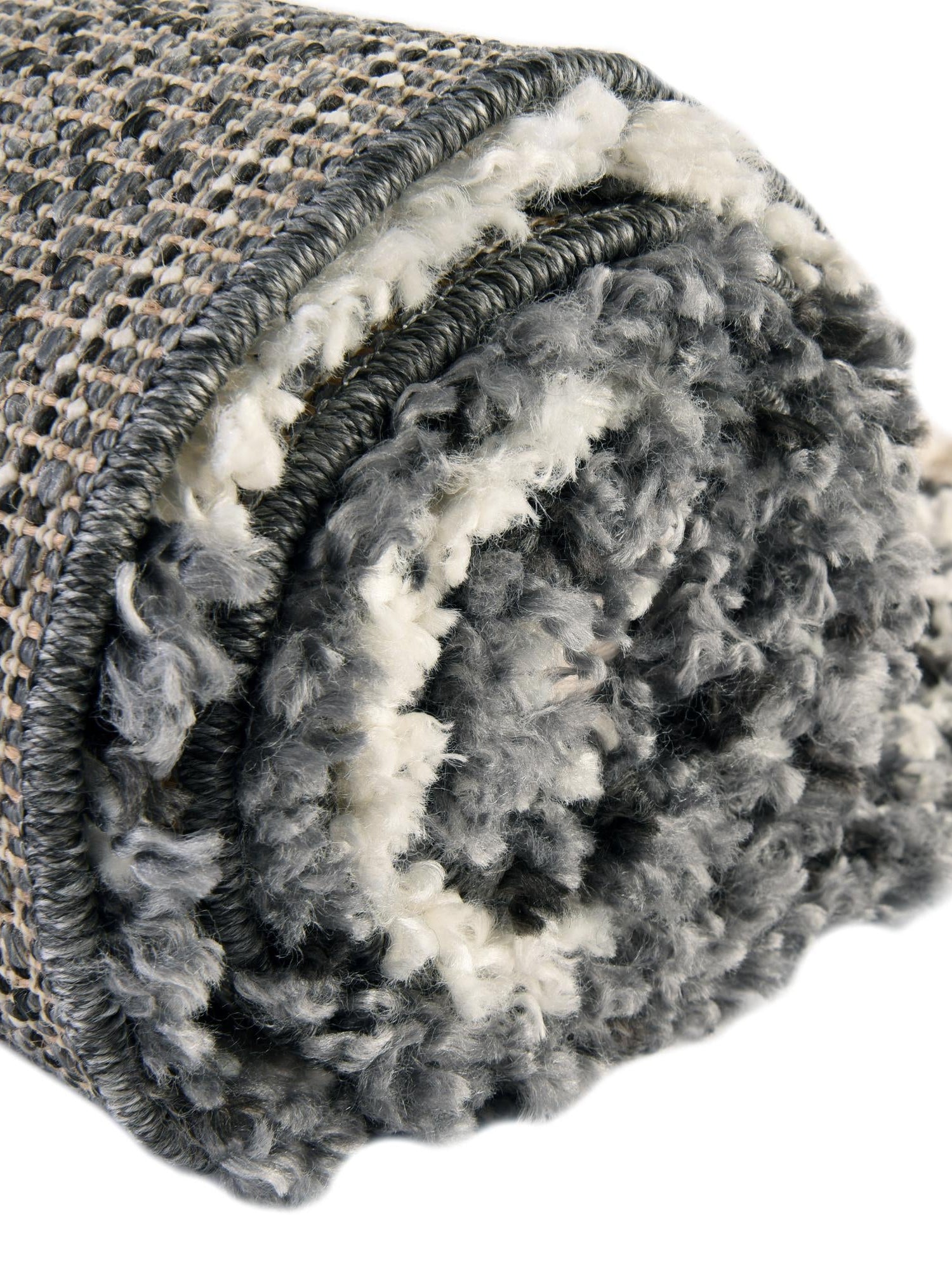 Black and White 2' 7 x 8' 2 Hygge Shag Runner Area Rug Thick Soft Touch Fluffy & Plush Shaggy Pile 100% Polypropylene With Jute Backing Modern Carpet for Sale at Rug Engine