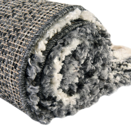 Black and White 2' 7 x 8' 2 Hygge Shag Runner Area Rug Thick Soft Touch Fluffy & Plush Shaggy Pile 100% Polypropylene With Jute Backing Modern Carpet for Sale at Rug Engine
