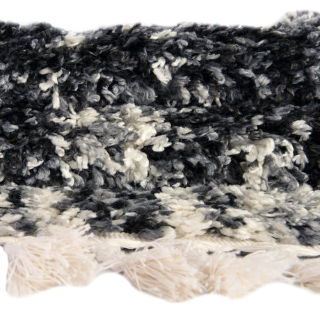 Black and White 2' 2 x 6' Hygge Shag Runner Area Rug Thick Soft Touch Fluffy & Plush Shaggy Pile 100% Polypropylene With Jute Backing Modern Carpet for Sale at Rug Engine
