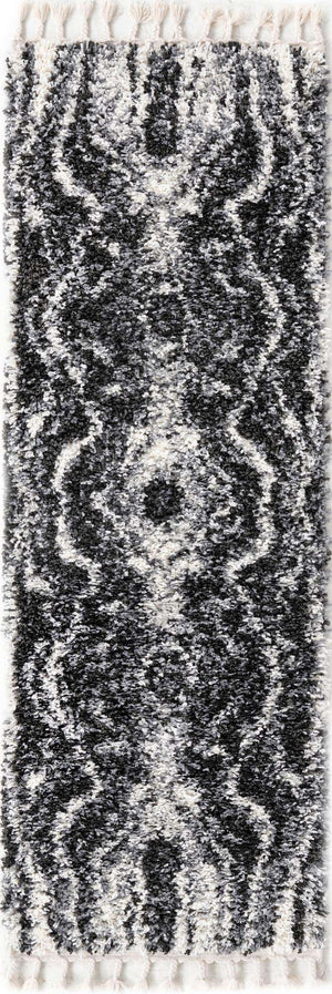 Black and White 2' 2 x 6' Hygge Shag Runner Area Rug Thick Soft Touch Fluffy & Plush Shaggy Pile 100% Polypropylene With Jute Backing Modern Carpet for Sale at Rug Engine