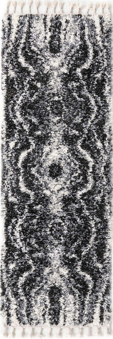 Black and White 2' 2 x 6' Hygge Shag Runner Area Rug Thick Soft Touch Fluffy & Plush Shaggy Pile 100% Polypropylene With Jute Backing Modern Carpet for Sale at Rug Engine
