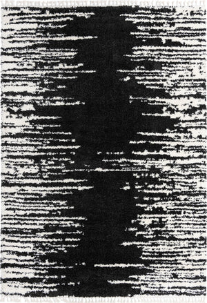 Black and White 10' x 14' Serenity Shag Rectangle Area Rug Thick Soft Touch Fluffy & Plush Shaggy Pile