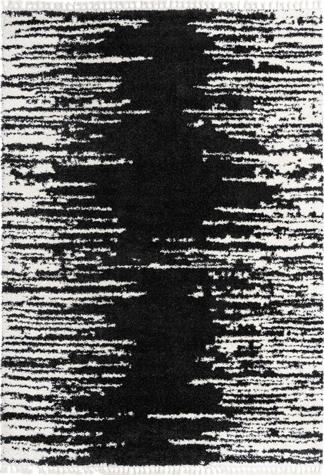 Black and White 10' x 14' Serenity Shag Rectangle Area Rug Thick Soft Touch Fluffy & Plush Shaggy Pile Carpet for Living Rooms, Kitchen, Bedrooms, Office, Dorms for Sale at Rug Engine