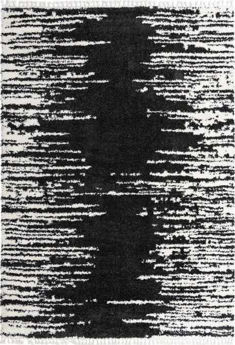 Black and White 10' x 14' Serenity Shag Rectangle Area Rug Thick Soft Touch Fluffy & Plush Shaggy Pile Carpet for Living Rooms, Kitchen, Bedrooms, Office, Dorms for Sale at Rug Engine