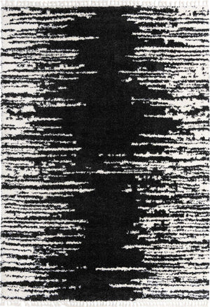Black and White 10' x 14' Serenity Shag Rectangle Area Rug Thick Soft Touch Fluffy & Plush Shaggy Pile