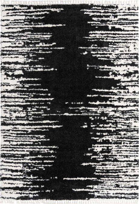 Black and White 10' x 14' Serenity Shag Rectangle Area Rug Thick Soft Touch Fluffy & Plush Shaggy Pile