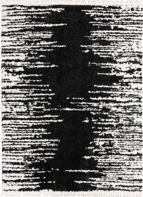 Black and White 9' x 12' Serenity Shag Rectangle Area Rug Thick Soft Touch Fluffy & Plush Shaggy Pile Carpet for Living Rooms, Kitchen, Bedrooms, Office, Dorms for Sale at Rug Engine