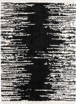 Black and White 9' x 12' Serenity Shag Rectangle Area Rug Thick Soft Touch Fluffy & Plush Shaggy Pile