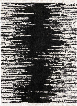 Black and White 9' x 12' Serenity Shag Rectangle Area Rug Thick Soft Touch Fluffy & Plush Shaggy Pile