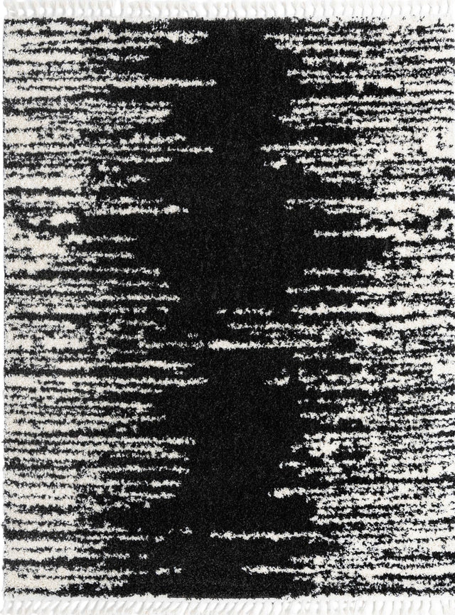 Black and White 7' 10 x 10' Serenity Shag Rectangle Area Rug Thick Soft Touch Fluffy & Plush Shaggy Pile