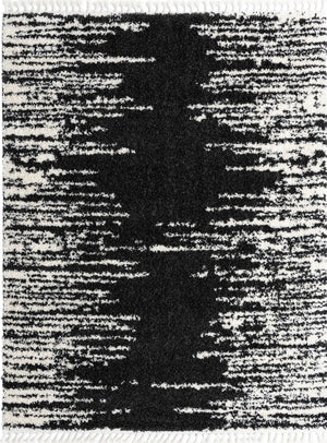Black and White 7' 10 x 10' Serenity Shag Rectangle Area Rug Thick Soft Touch Fluffy & Plush Shaggy Pile