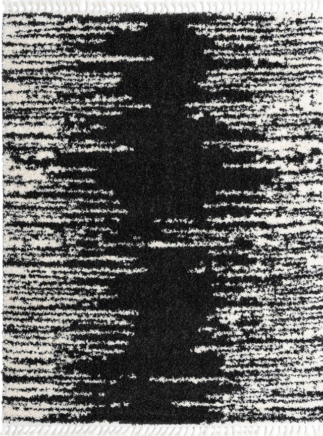Black and White 7' 10 x 10' Serenity Shag Rectangle Area Rug Thick Soft Touch Fluffy & Plush Shaggy Pile