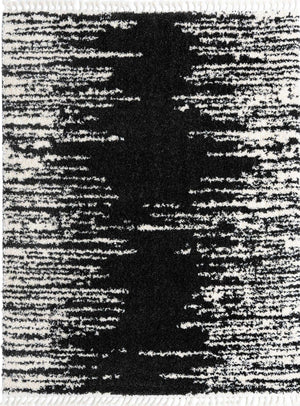 Black and White 7' 10 x 10' Serenity Shag Rectangle Area Rug Thick Soft Touch Fluffy & Plush Shaggy Pile
