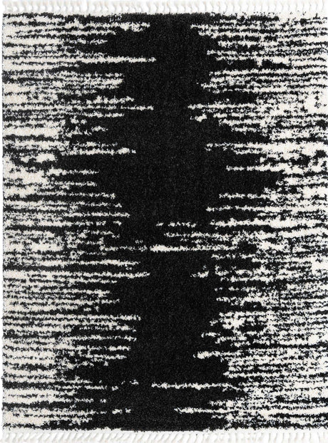 Black and White 7' 10 x 10' Serenity Shag Rectangle Area Rug Thick Soft Touch Fluffy & Plush Shaggy Pile