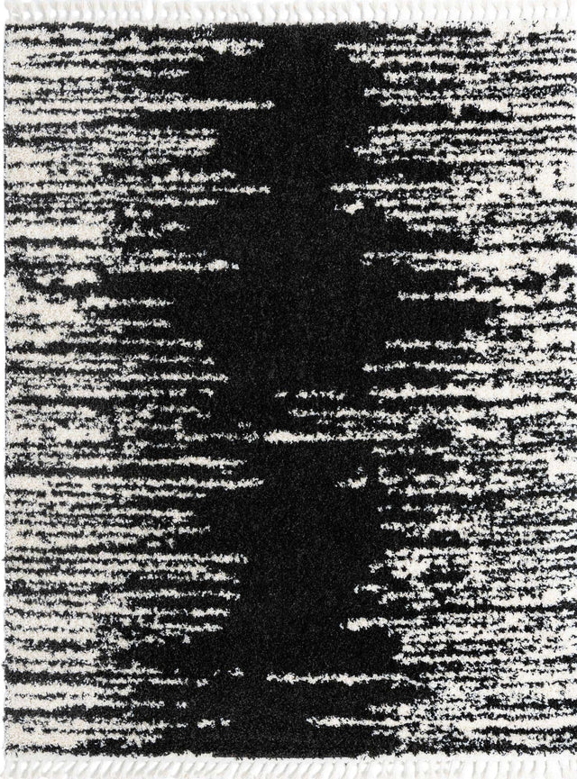 Black and White 7' 10 x 10' Serenity Shag Rectangle Area Rug Thick Soft Touch Fluffy & Plush Shaggy Pile