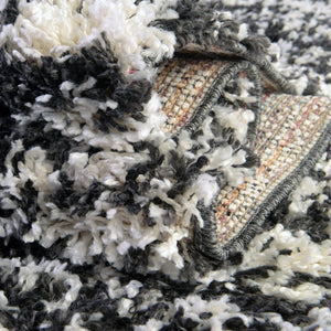 Black and White 9' x 12' Serenity Shag Rectangle Area Rug Thick Soft Touch Fluffy & Plush Shaggy Pile