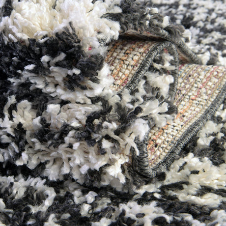 Black and White 9' x 12' Serenity Shag Rectangle Area Rug Thick Soft Touch Fluffy & Plush Shaggy Pile