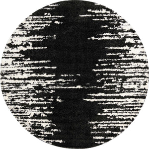 Black and White 10' x 10' Serenity Shag Round Area Rug Thick Soft Touch Fluffy & Plush Shaggy Pile