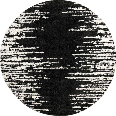 Black and White 10' x 10' Serenity Shag Round Area Rug Thick Soft Touch Fluffy & Plush Shaggy Pile