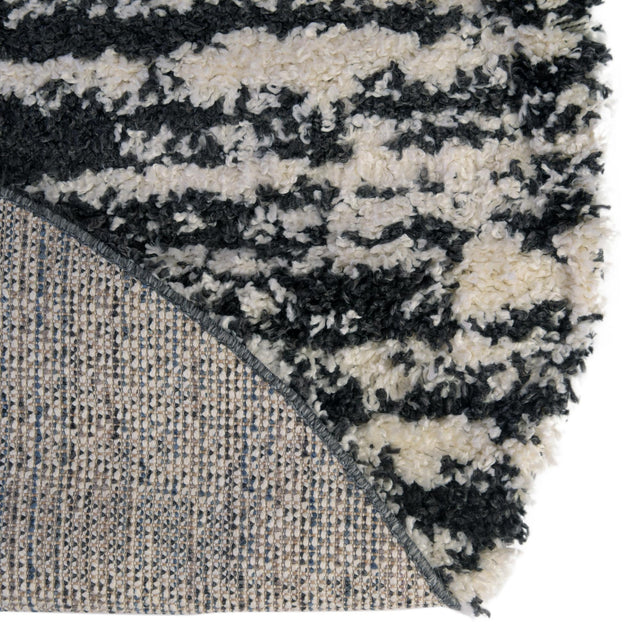 Black and White 7' x 7' Serenity Shag Round Area Rug Thick Soft Touch Fluffy & Plush Shaggy Pile