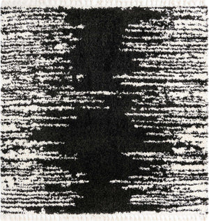 Black and White 7' 10 x 7' 10 Serenity Shag Square Area Rug Thick Soft Touch Fluffy & Plush Shaggy Pile