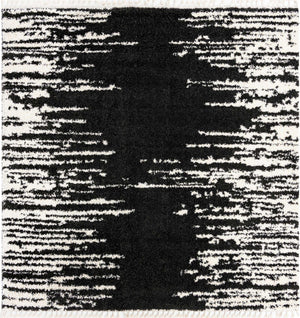 Black and White 10' x 10' Serenity Shag Square Area Rug Thick Soft Touch Fluffy & Plush Shaggy Pile