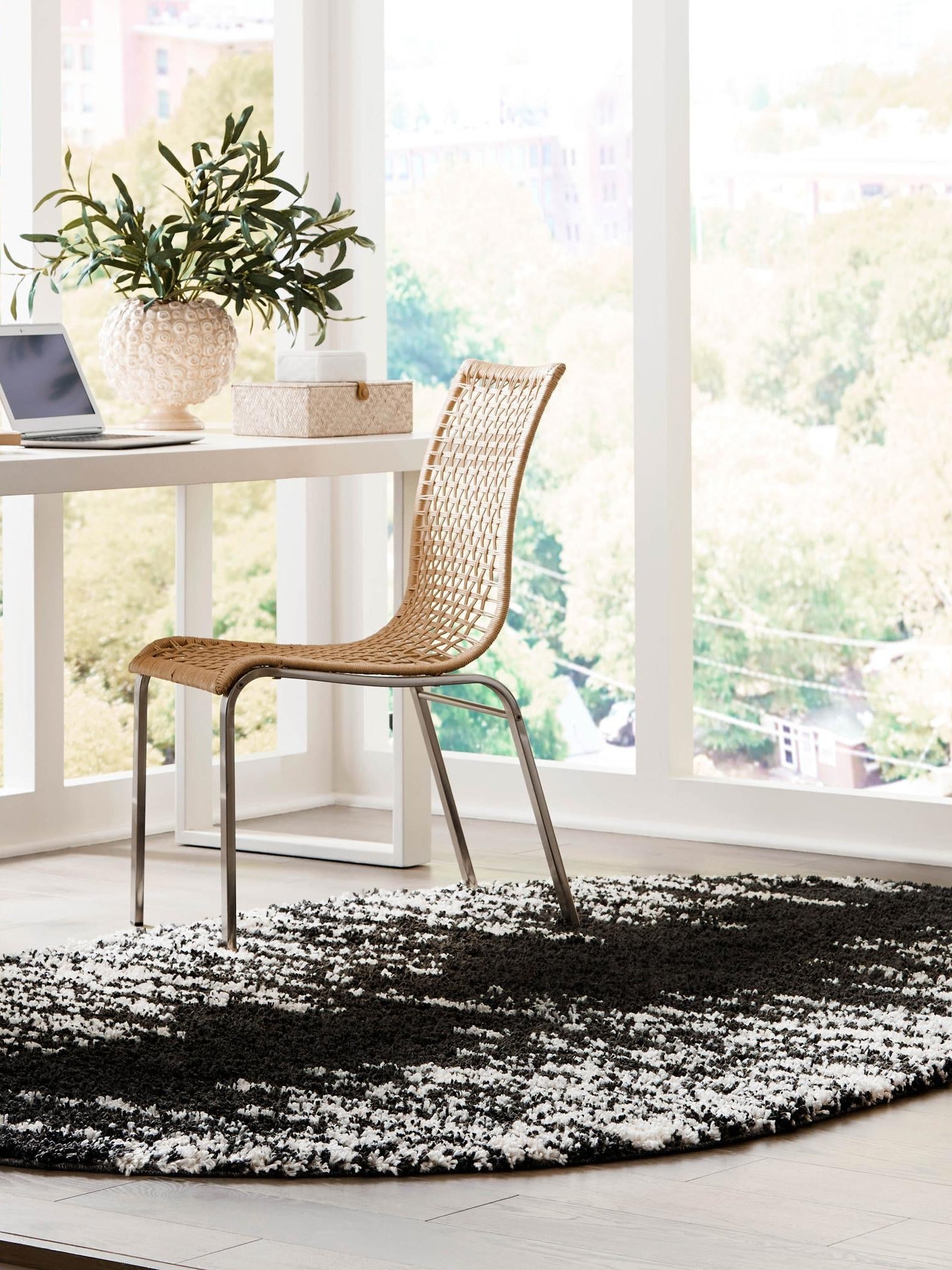 Black and White 7' 10 x 10' Serenity Shag Oval Area Rug Thick Soft Touch Fluffy & Plush Shaggy Pile Carpet for Living Rooms, Kitchen, Bedrooms, Office, Dorms for Sale at Rug Engine
