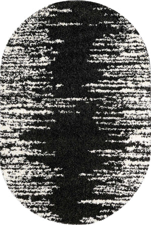 Black and White 5' 3 x 8' Serenity Shag Oval Area Rug Thick Soft Touch Fluffy & Plush Shaggy Pile