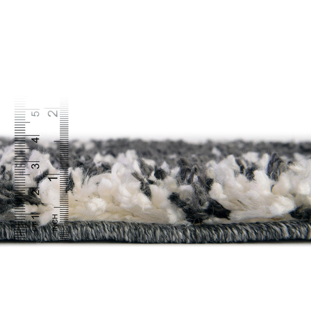 Black and White 2' x 6' Serenity Shag Runner Area Rug Thick Soft Touch Fluffy & Plush Shaggy Pile