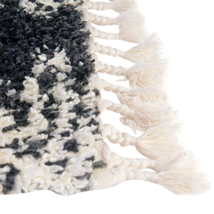 Black and White 2' x 6' Serenity Shag Runner Area Rug Thick Soft Touch Fluffy & Plush Shaggy Pile