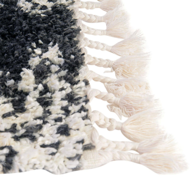 Black and White 2' x 6' Serenity Shag Runner Area Rug Thick Soft Touch Fluffy & Plush Shaggy Pile