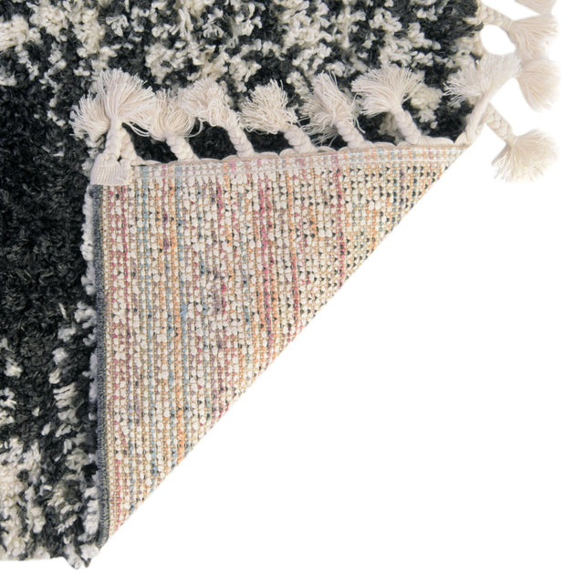 Black and White 2' x 6' Serenity Shag Runner Area Rug Thick Soft Touch Fluffy & Plush Shaggy Pile