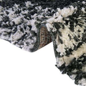 Black and White 2' x 6' Serenity Shag Runner Area Rug Thick Soft Touch Fluffy & Plush Shaggy Pile