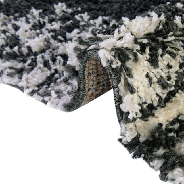 Black and White 2' x 6' Serenity Shag Runner Area Rug Thick Soft Touch Fluffy & Plush Shaggy Pile